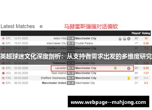 英超球迷文化深度剖析：从支持者需求出发的多维度研究